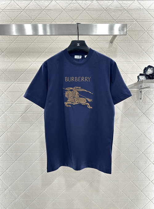 Burberry Customized Cotton Short Sleeve T-Shirt with Horse Emblem