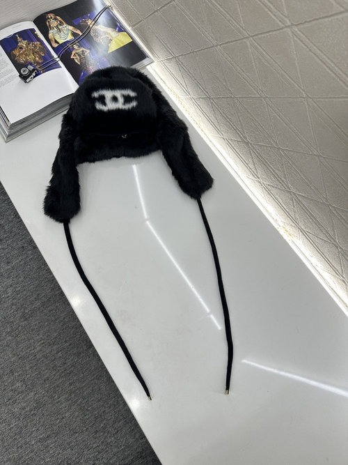 Chanel Customized Fur Earmuff Hanging Rope Cap, Ski Series