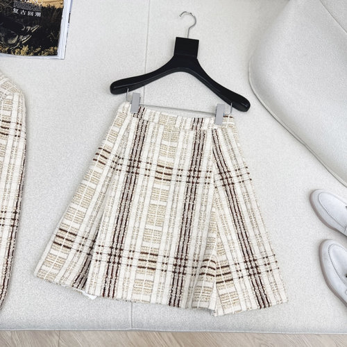 Loro Piana Gingham Woolen High-waist Classic Skirt