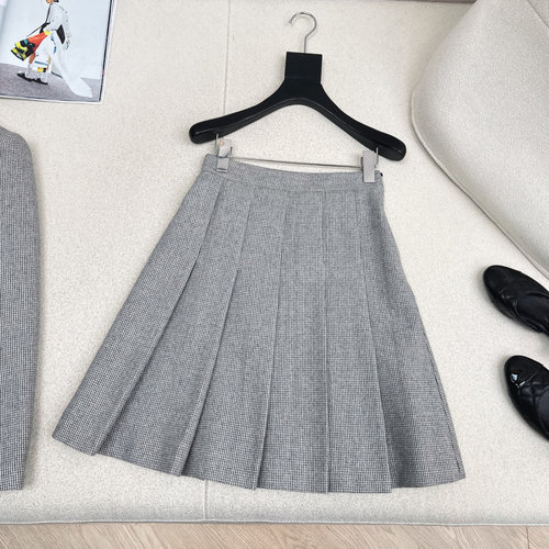 Celine Advanced Wool Tweed Pattern Long Skirt