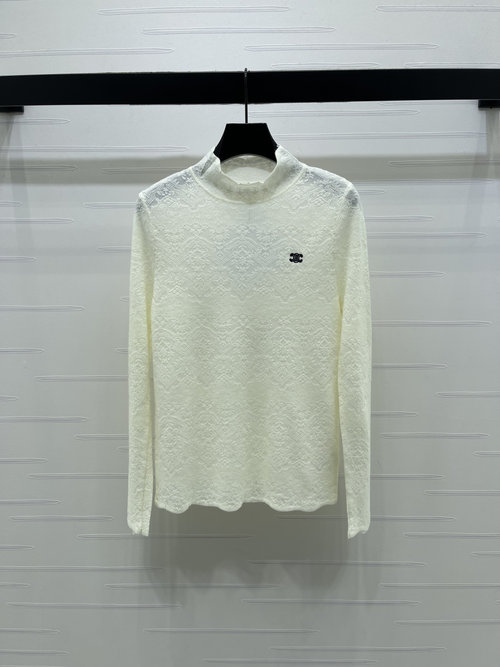 Celine Stand-Collar Knit Long-Sleeve, Customized Wool Yarn