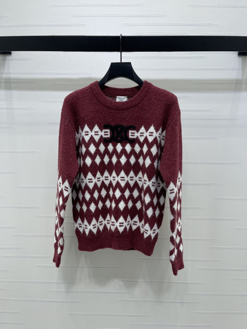 Celine Spring Pullover Sweater with Logo Embroidery