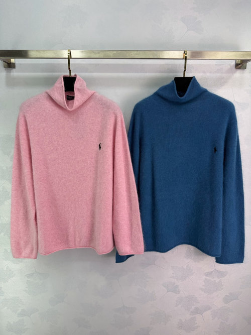 Polo Ralph Lauren Cashmere Turtleneck Sweater with Horse Embroidery