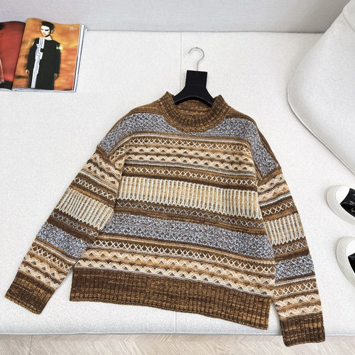 Loro Piana Retro Fair Isle Knit Crew-neck Sweater with a Luxurious Feel