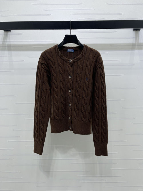 Polo Ralph Lauren Twisted Round Neck Knitted Cardigan, Soft and Trendy