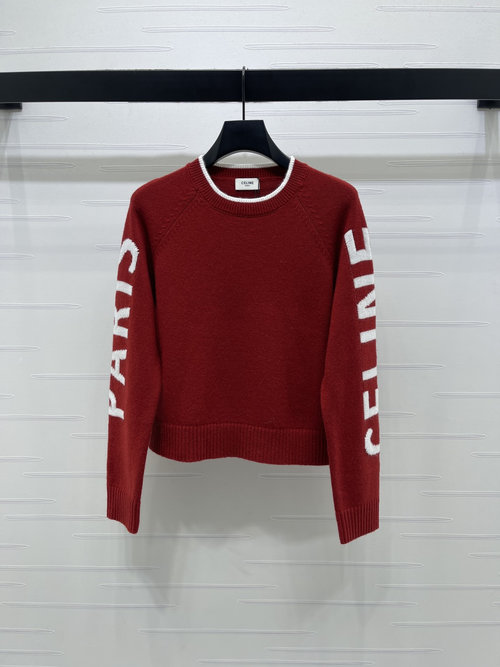 Celine Hooked Letter Knit Pullover with Logo for Sophisticated Look
