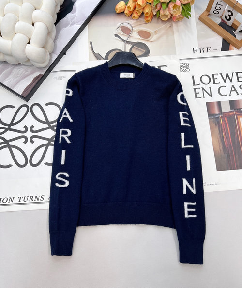 Celine Customized Wool Knit Pullover with Letter Logo