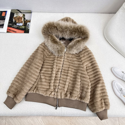 Fendi Faux Fur Hooded Coat with Soft Touch and Good Warmth