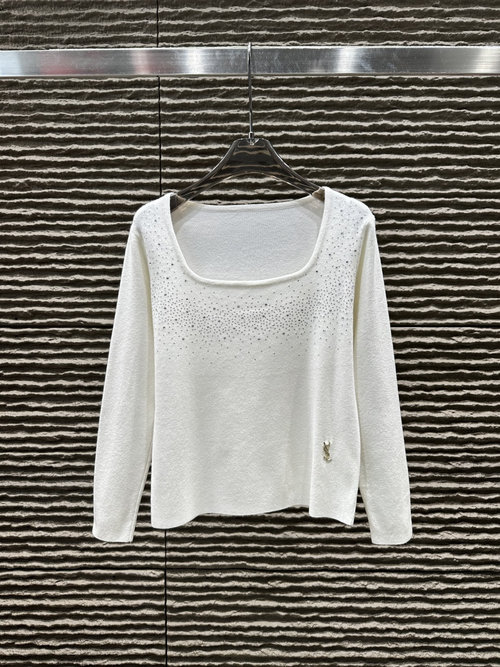 Yves Saint Laurent Large U - neck Knit Long - Sleeve Top