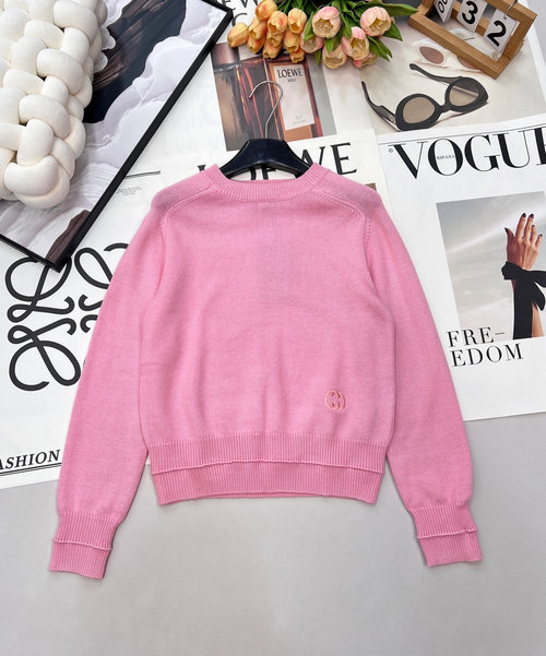 Gucci Net Logo Knit Pullover with Double G Embroidered Decoration