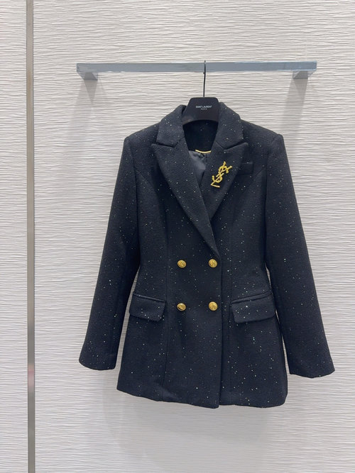 Yves Saint Laurent Elegant Sequined Blazers in High-End Imported Fabric
