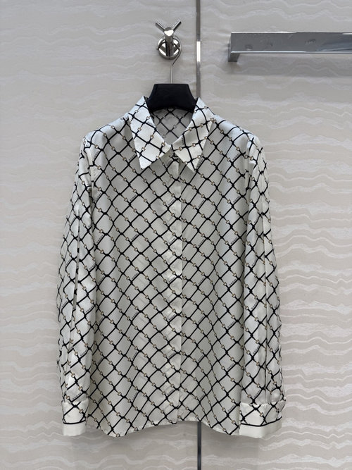 Gucci High-End Silk Shirt with GG Pattern and Precise Tailoring