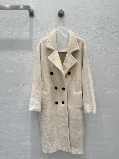 Max Mara Classic Double - breasted Exquisite Merino Fur Coat