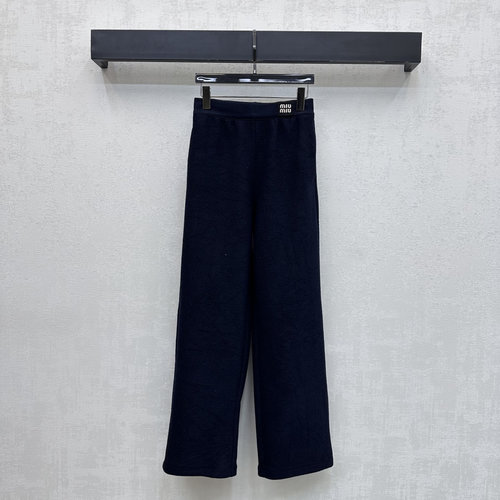 Miu Miu Straight-Leg Embroidered Logo Pants