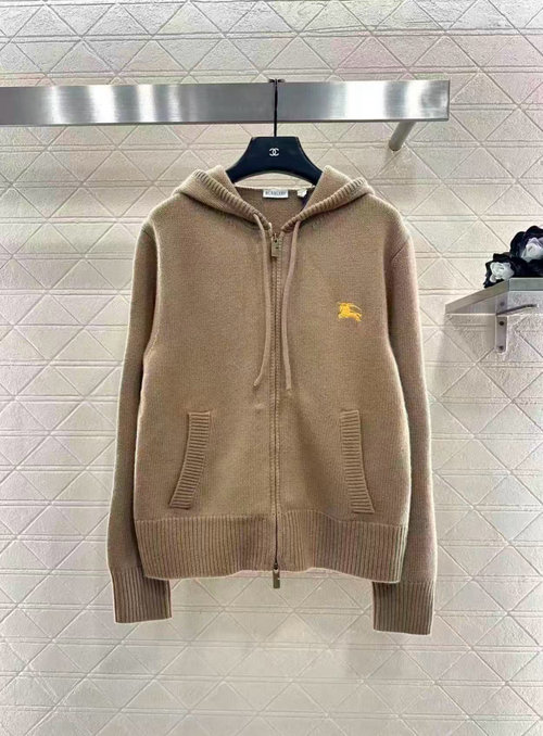 Burberry Custom Knitted Cashmere-wool Hooded Jacket with Logo