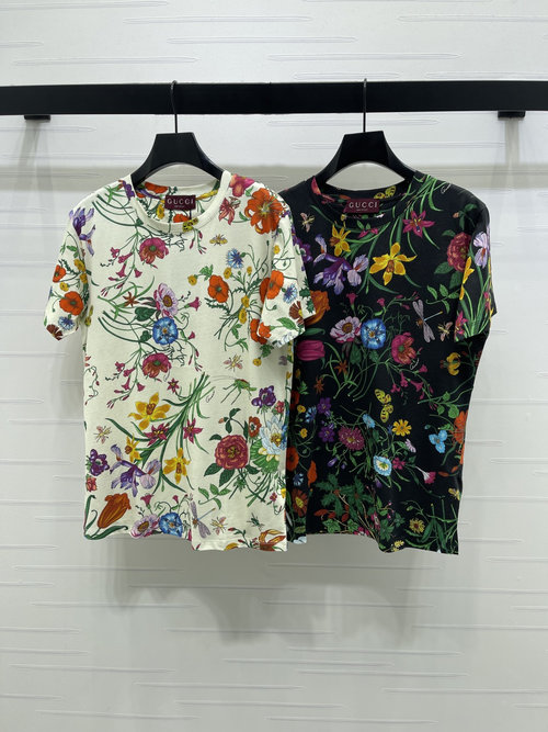 Gucci Retro Floral Print Breathable T-Shirt