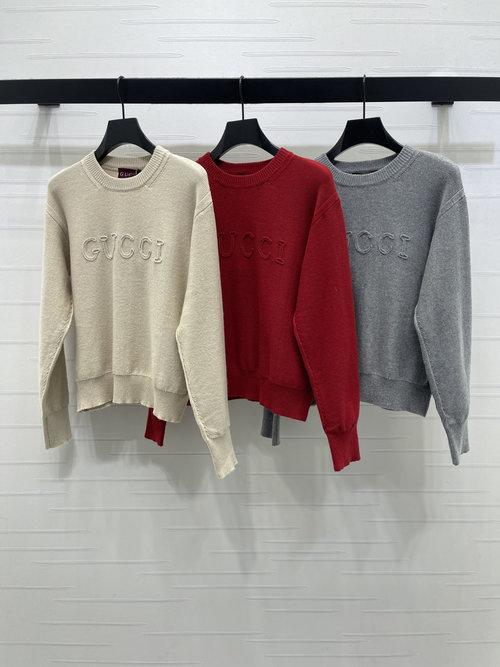 Gucci Premium Wool Hooked Flower Letter Round Neck Pullover