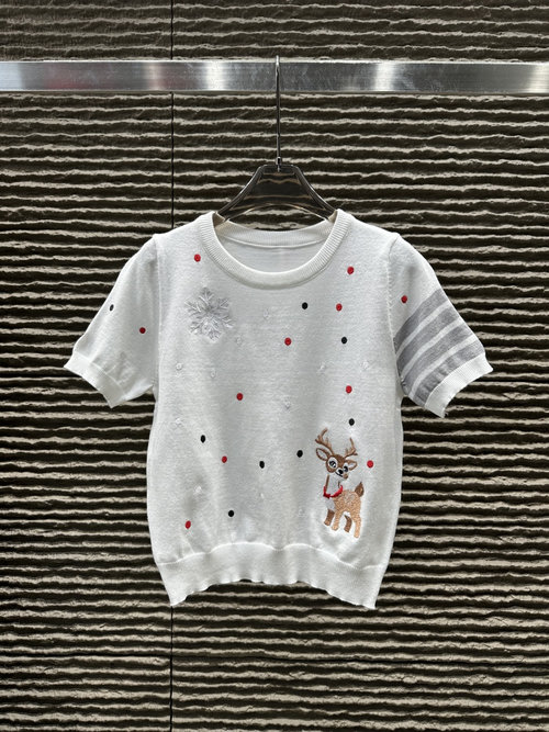 Thom Browne New Arrival: Snowflake Series Knit Short-Sleeved Top