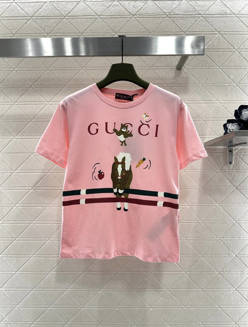 Gucci Printed Pony T-shirt with Pink Accents