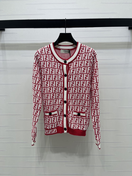 Fendi New High-end Jacquard Round-neck Knit Cardigan for Daily Use