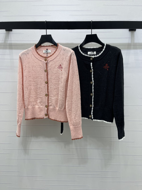 Vivienne Westhood High-Quality Original Knit Long-Sleeve Cardigan with Heart Cutouts