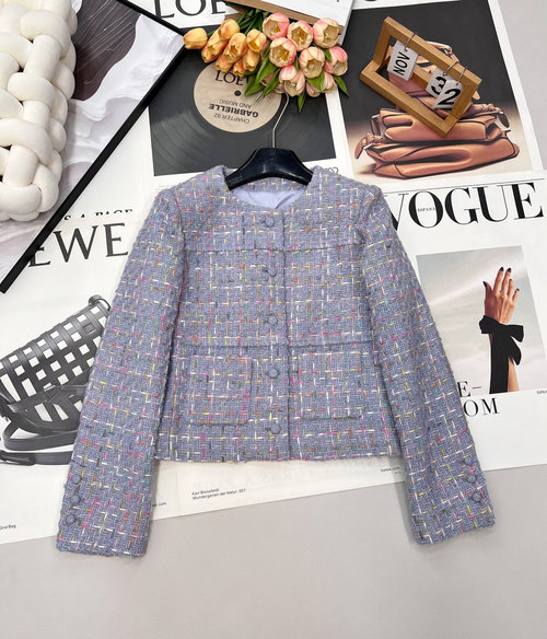 Chanel Round-neck Knitted Coat for Formal Occasions