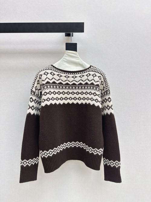 Polo Ralph Lauren Black and White Fair Isle Pattern Knitted Sweater for a Classic Appearance