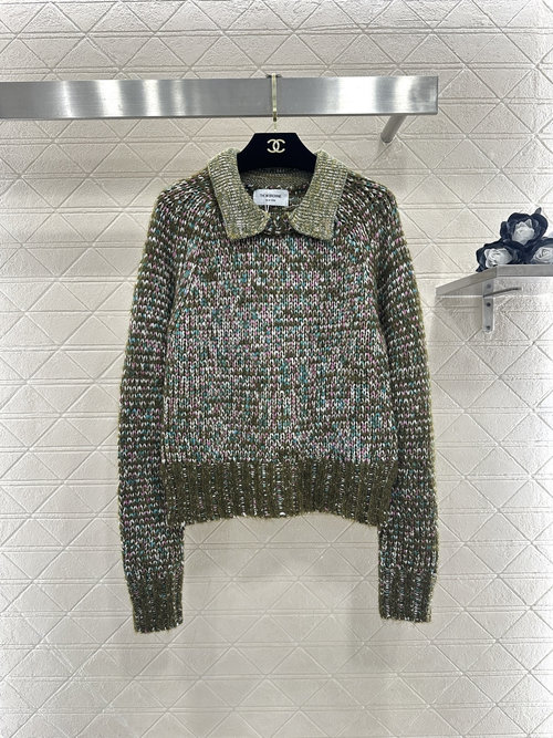 Thom Browne Custom - Made Knit Zip - Up Top with Colorful Yarn for a Sophisticated Look