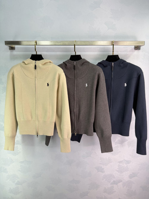 Polo Ralph Lauren Hooded Knit Cardigan with Horse Embroidery, Casual Comfort