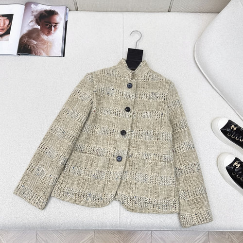 Loro Piana Spagna Series Checkered Wool Tweed Classic Collar Jacket