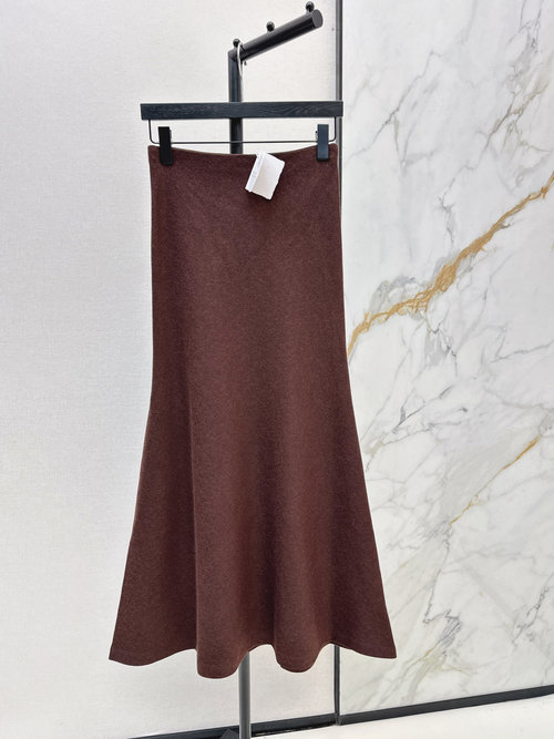 Brunello Cucinelli Side-Slit High-Waist Woolen Mermaid Skirt, Stylish and Sophisticated