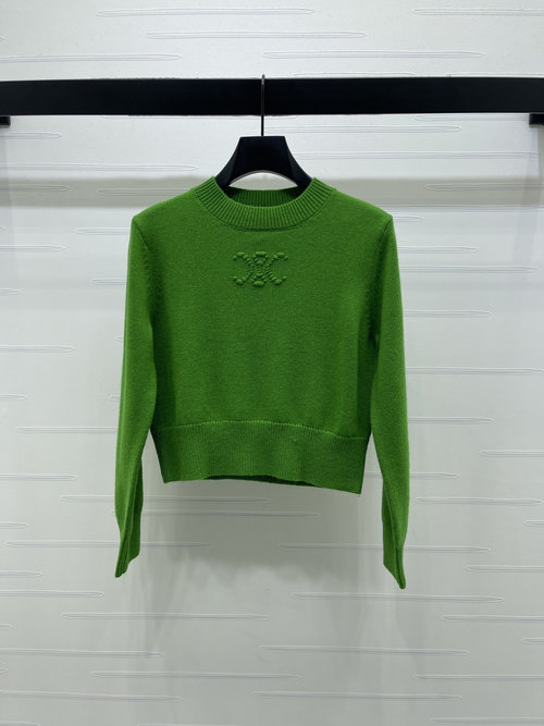 Celine Premium Round-neck Knit Long-sleeved Sweater with Logo Emblem