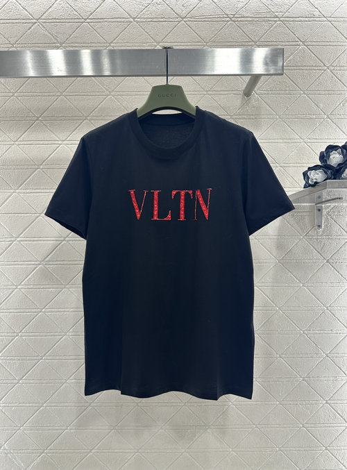 Valentino Custom Silk Cotton T-Shirt with Embroidered Logo in Dual Colors