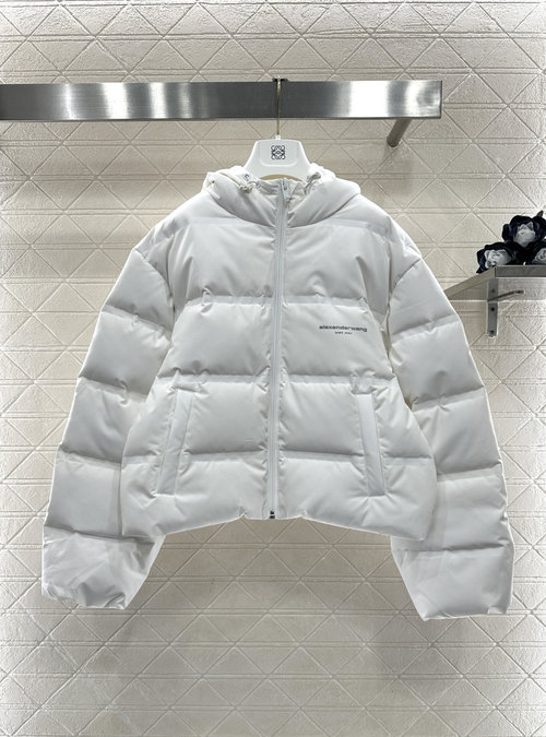 Alexander Wang Hooded Printed Down Jacket with Zipper Pocket