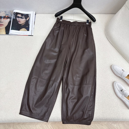 The Row Stretch Lambskin Ankle Pants for Slim Leg Look