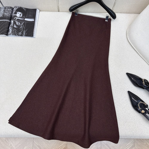 Brunello Cucinelli Side-Slit High-Waisted Woolen Mermaid Skirt