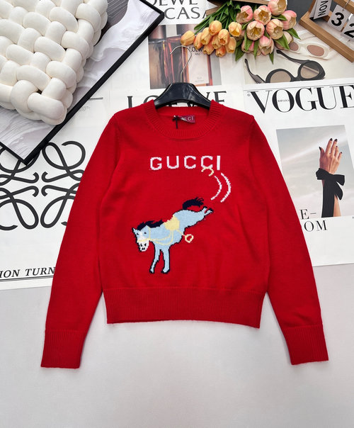 Gucci Contrast-Color Jacquard Wool Knitwear