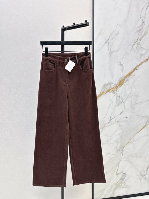 Brunello Cucinelli High-end Simple Corduroy Straight-leg Pants for Winter