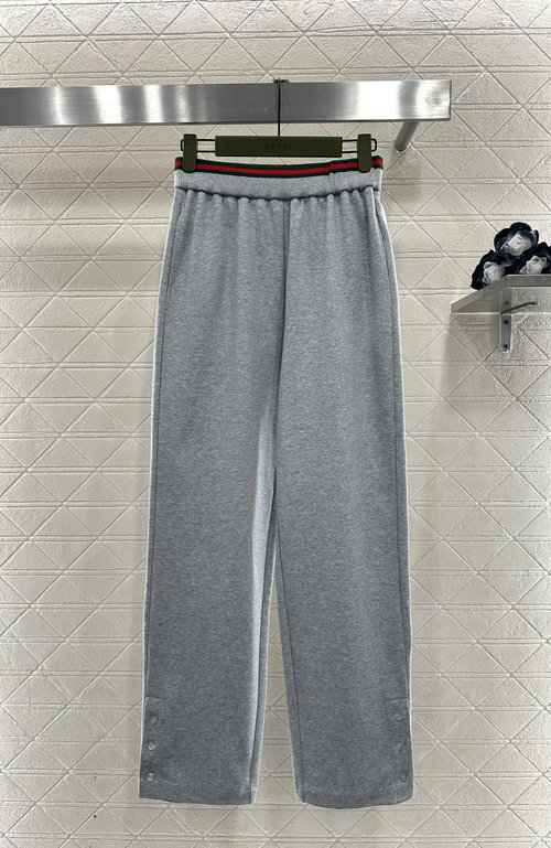 Gucci New Year Celebration Jogger Pants in Grey with Red and Green Trim