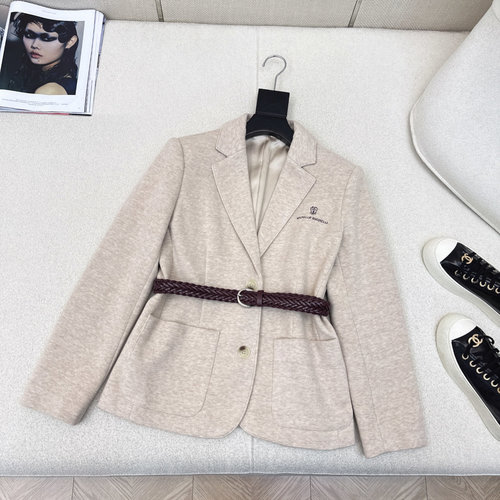 Brunello Cucinelli Exclusive Autumn Knit Blazer with Letter Embroideries