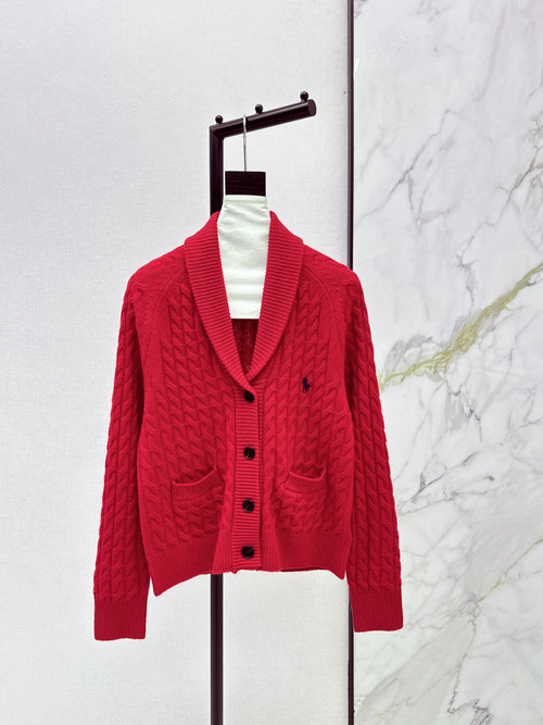 Polo Ralph Lauren Minimalist Twisted Rope Cardigan in Soft Wool Blend, Highly Versatile