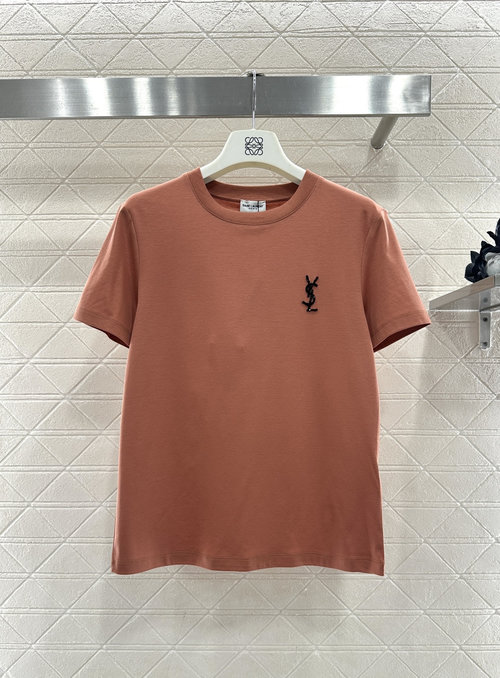 Yves Saint Laurent Customized Beaded Letter Logo Cotton T-Shirt for Versatile Wear