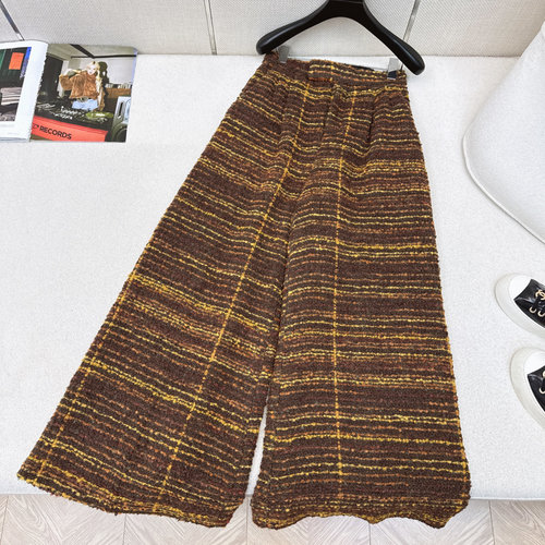 Loro Piana High-waisted Wide-leg Tweed Trousers with Precise Tailoring