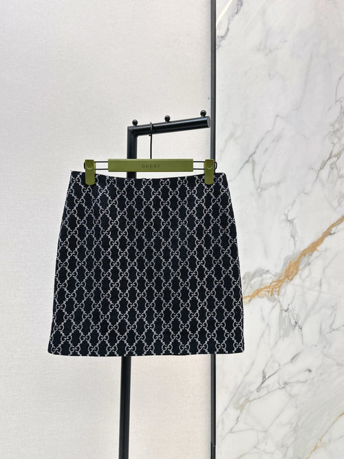 Gucci Retro Rhinestone Skirt with Double G All Over