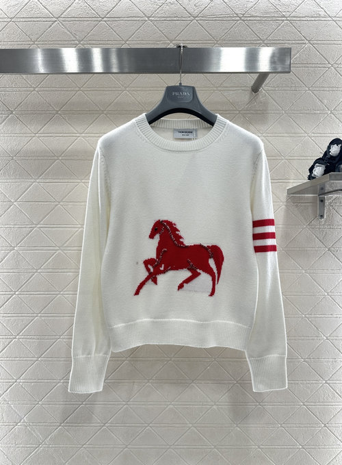 Thom Browne Customized Wool Knit Sweater with Horse Pattern