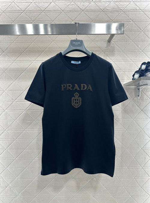 Prada Custom All - Cotton T - Shirt with Foil - Stamped Logo, Fashionable