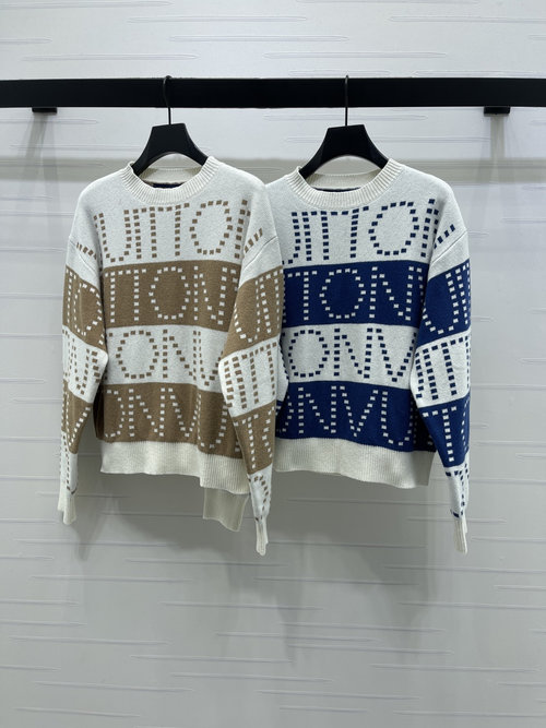 Louis Vuitton Customized Wool Blend Sweater with Dotted Stripe and Letter Logo