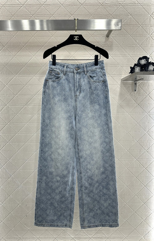 Louis Vuitton Jacquard Denim Straight-Leg Pants