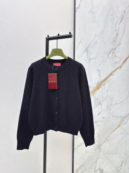 Gucci GG Studded Round-neck Cardigan, Soft Glamour