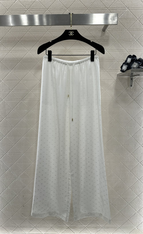 Celine Custom-made Jacquard Wide-leg Trousers in Two Tones